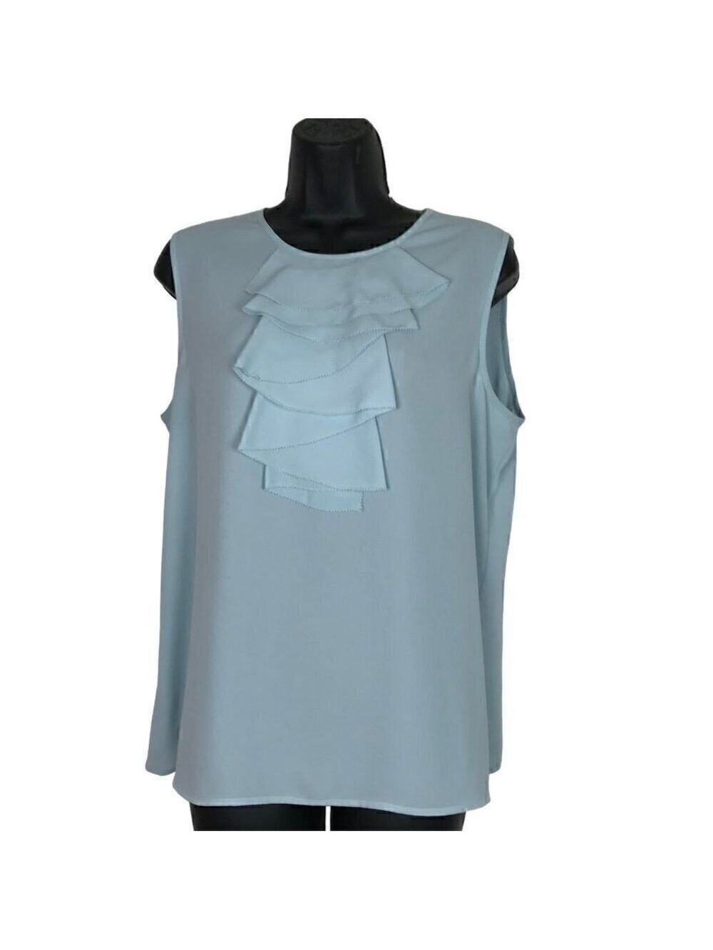 KARL Lagerfeld Light Blue Ruffle Front Sleeveless Blouse Size M